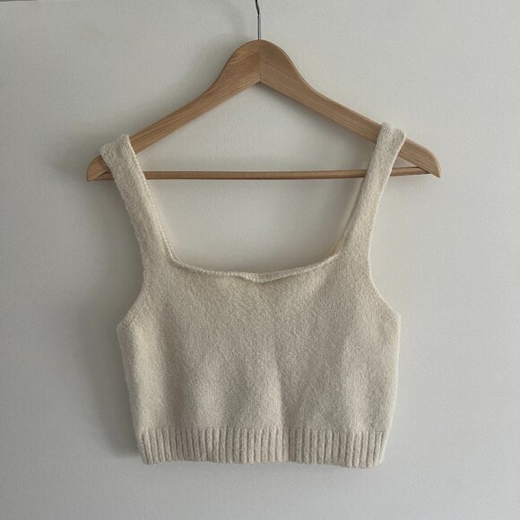 Emory Park square neck crop top in cream - Picture 1 of 4